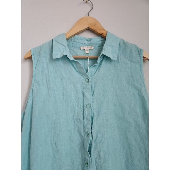 Eillen Fisher Garment-Dyed Handkerchief‎ Linen Sleeveless Shirt | Size XL - Picture 3 of 7